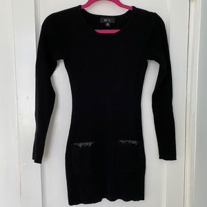 Black Ribbed Sweater Dress